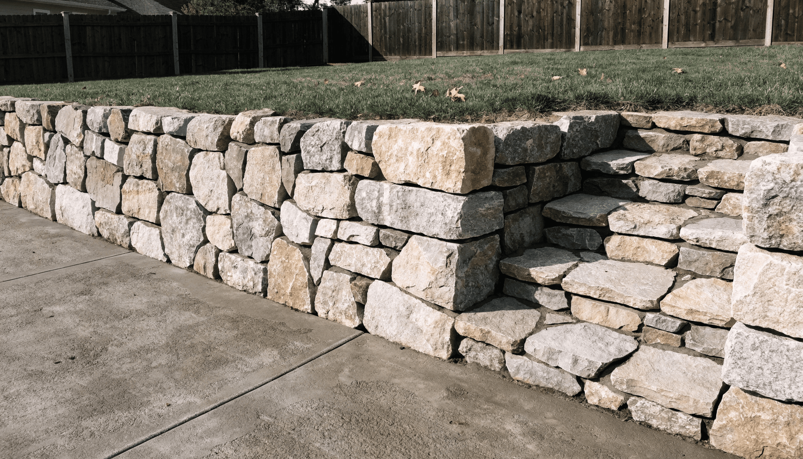 Concept rendering — Stone wall & steps, illustrative of IronGround's work in Kitchener-Waterloo
