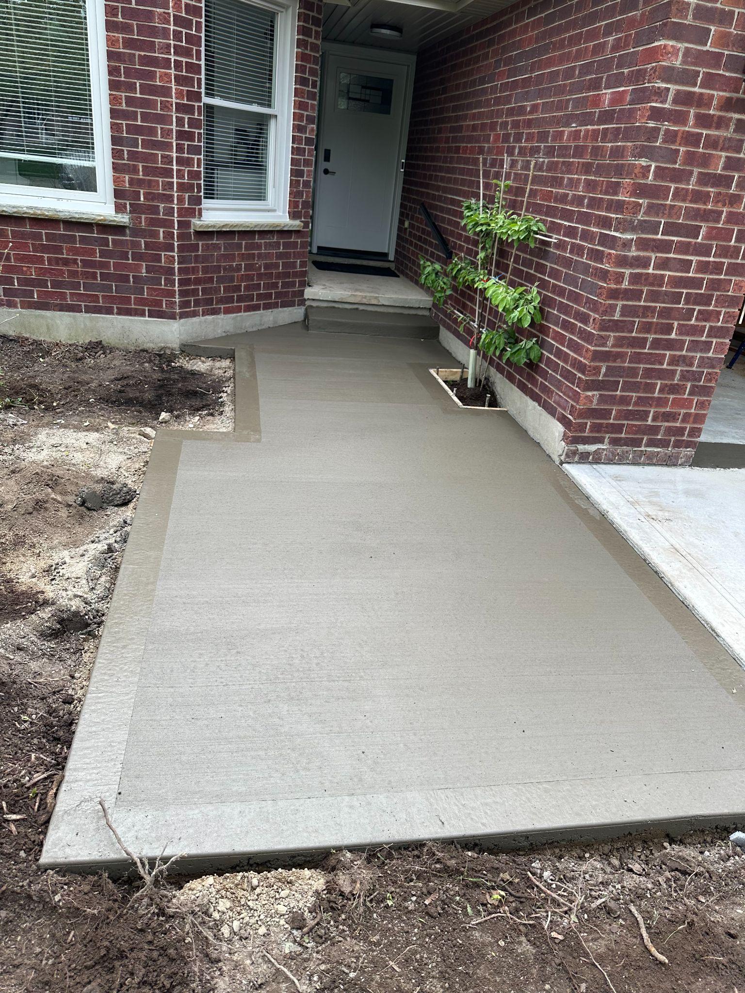 Concept rendering — Broom-finish front walkway tied into a new driveway