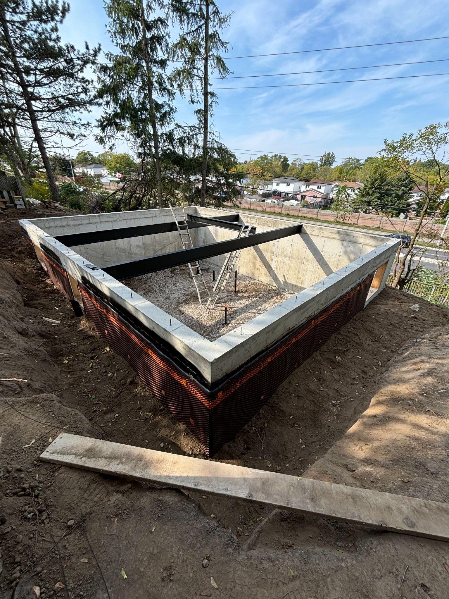 Concept rendering — Formed foundation walls with steel beams — addition build